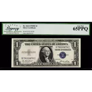 $1 1935-E blue seal. Small Silver Certificates 1614 (2)