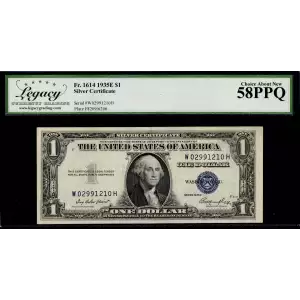 $1 1935-E blue seal. Small Silver Certificates 1614