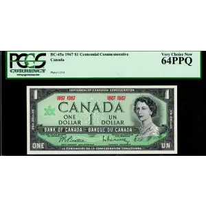 1 Dollar 1967, 1967 Commemorative Issue a. Centennial dates: 1867-1967 replaces serial # Bank of Canada 84 (2)