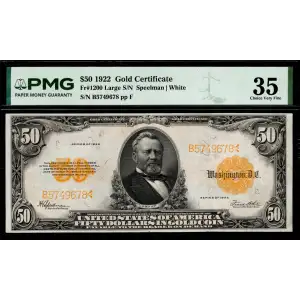$50 1922 Gold Gold Certificates 1200