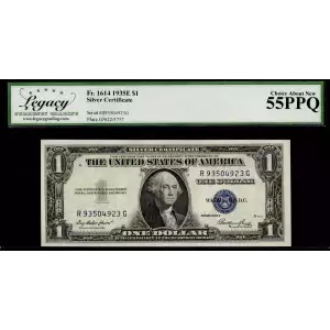 $1 1935-E blue seal. Small Silver Certificates 1614