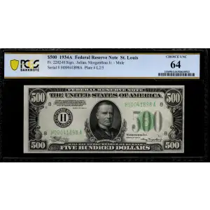 $500 1934-A.  High Denomination Notes 2202-H (2)