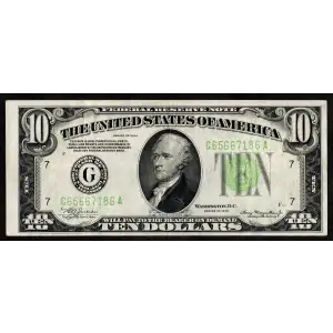 $10 1934 Exists with both light and dark Green seals Small Size $10 Federal Reserve Notes 2004-G (2)