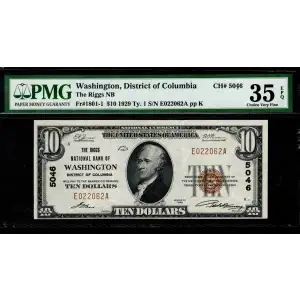 $10 1929 small brown seal. Small National Bank Notes 1801-1