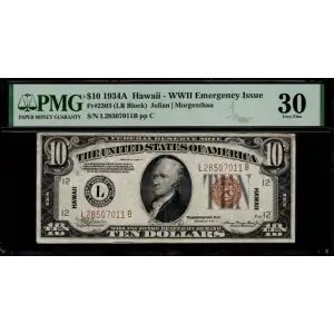 $10 1934-A brown seal Emergency Notes Issued During WW2 2303