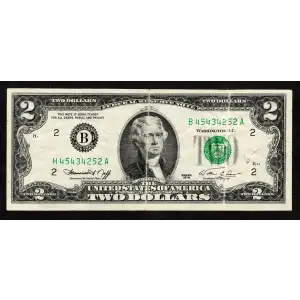 $2 1976 Green seal Small Size $2 Federal Reserve Notes 1935-B