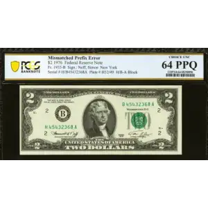 $2 1976 Green seal Small Size $2 Federal Reserve Notes 1935-B (2)