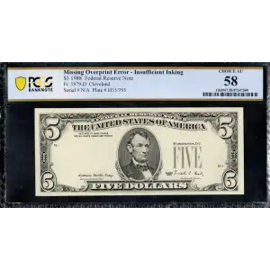 $5 1988  Small Size $5 Federal Reserve Notes 1979-D