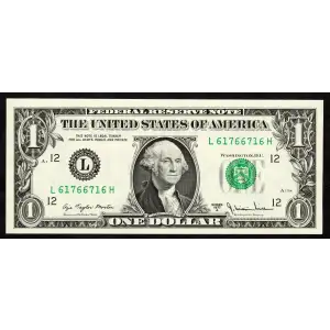 $1 1977-A. Green seal. Small Size $1 Federal Reserve Notes 1910-L