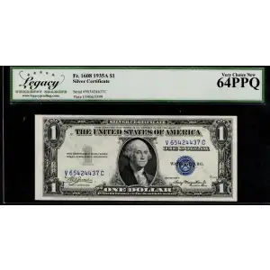 $1 1935-A blue seal. Small Silver Certificates 1608 (2)