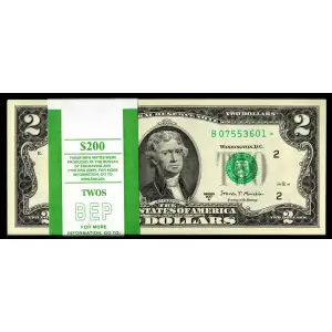 $2 2017-A STAR PACK - New York 100 Consecutive Star Deuces in BEP Strap GEM