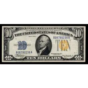 $10 1934-A yellow seal Emergency Notes Issued During WW2 2309