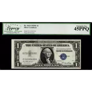 $1 1935-E blue seal. Small Silver Certificates 1614